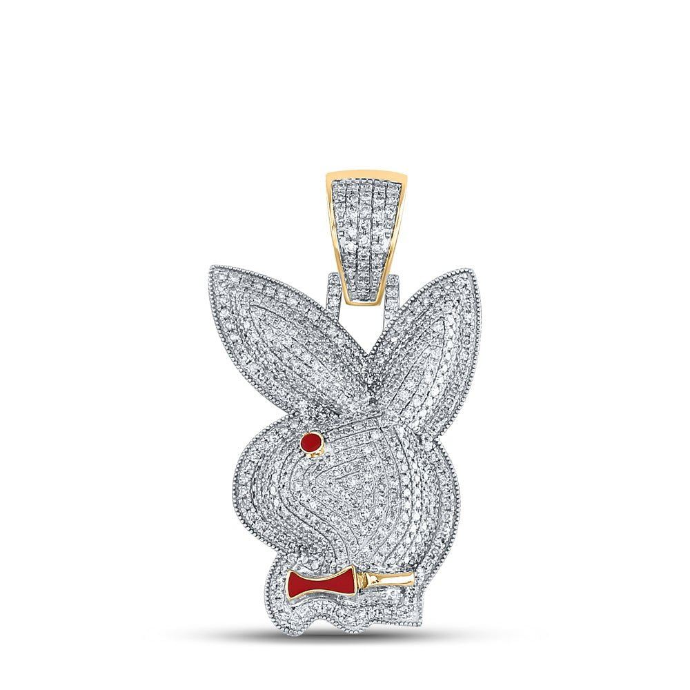 10K Yellow Gold Round Diamond Bunny Charm Pendant 1 - 1/3 Cttw - Splendid Jewellery
