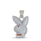 10K Yellow Gold Round Diamond Bunny Charm Pendant 1 - 1/3 Cttw - Splendid Jewellery