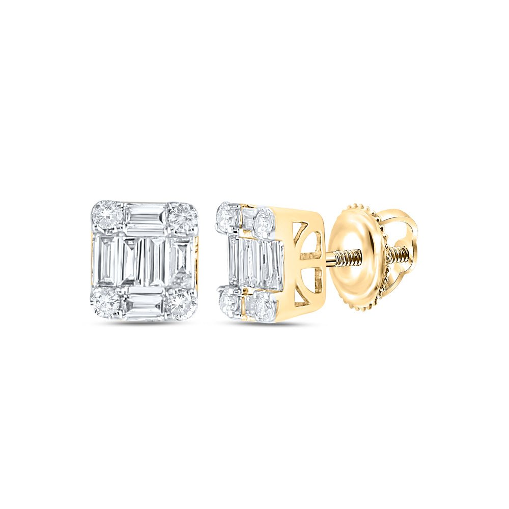 14K Yellow Gold Diamond Earrings 3/8 Cttw - Splendid Jewellery