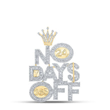 Load image into Gallery viewer, 10K Yellow Gold Baguette Diamond No Days Off Charm Pendant 3 3/8 Cttw - Splendid Jewellery