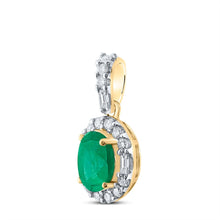 Load image into Gallery viewer, 14K Yellow Gold Oval Natural Emerald Oval Pendant 1/4 Cttw - Splendid Jewellery