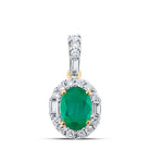 14K Yellow Gold Oval Natural Emerald Oval Pendant 1/4 Cttw - Splendid Jewellery