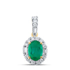 14K Yellow Gold Oval Natural Emerald Oval Pendant 1/4 Cttw - Splendid Jewellery