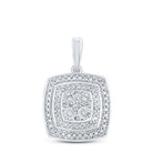 Sterling Silver Round Diamond Cushion Pendant 1/12 Cttw - Splendid Jewellery