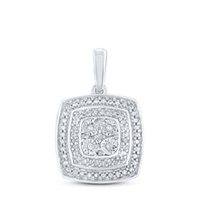 Load image into Gallery viewer, Sterling Silver Round Diamond Cushion Pendant 1/12 Cttw - Splendid Jewellery