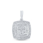 Sterling Silver Round Diamond Cushion Pendant 1/12 Cttw - Splendid Jewellery