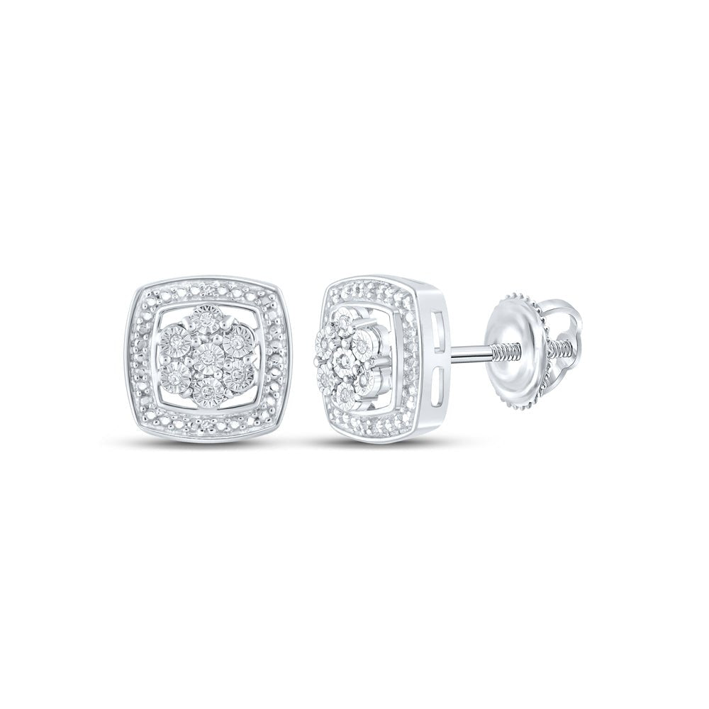 Round Diamond Earrings in Sterling Silver - Splendid Jewellery