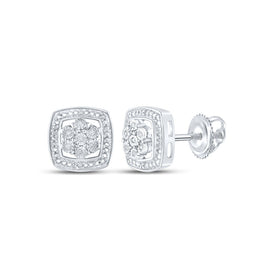 Round Diamond Earrings in Sterling Silver - Splendid Jewellery