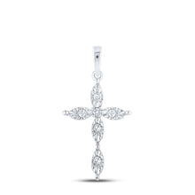 Load image into Gallery viewer, Sterling Silver Round Diamond Cross Pendant 1/20 Cttw - Splendid Jewellery