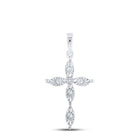 Sterling Silver Round Diamond Cross Pendant 1/20 Cttw - Splendid Jewellery
