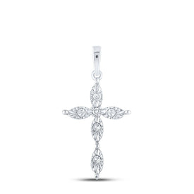 Sterling Silver Round Diamond Cross Pendant 1/20 Cttw - Splendid Jewellery