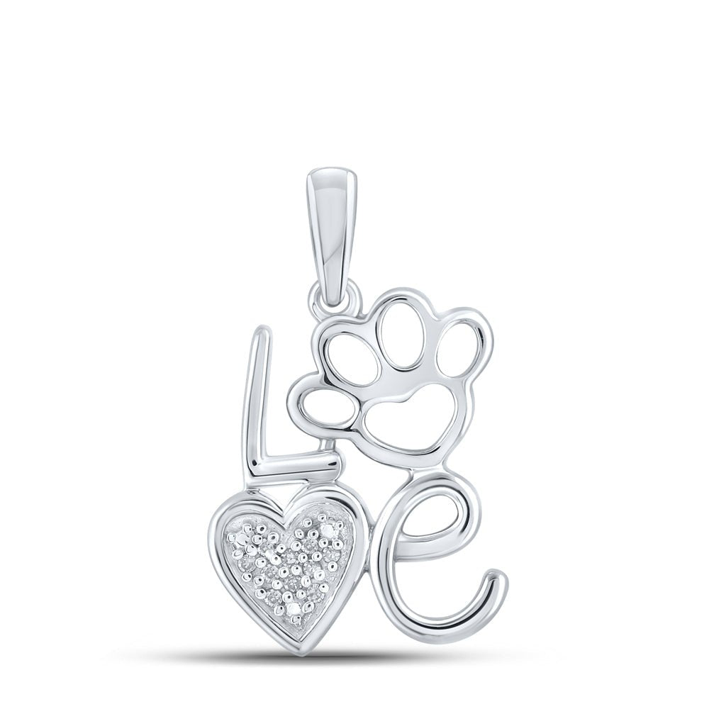 Sterling Silver Round Diamond Heart Pendant 0.03 Cttw - Splendid Jewellery