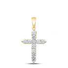 14K Yellow Gold Round Diamond Cross Pendant 1 Cttw - Splendid Jewellery