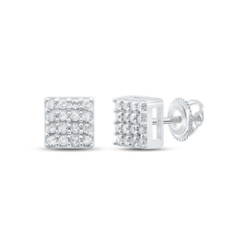 Round Diamond Earrings in Sterling Silver with Natural Sparkle - Splendid Jewellery
