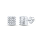 Round Diamond Earrings in Sterling Silver with Natural Sparkle - Splendid Jewellery