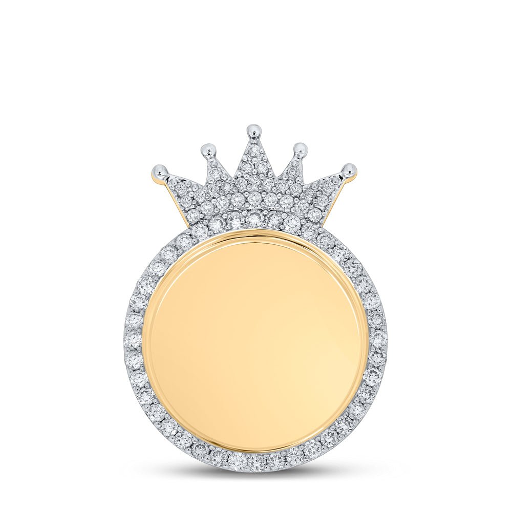 10K Yellow Gold Round Diamond Cn Crown Memory Charm Pendant 1 Cttw - Splendid Jewellery