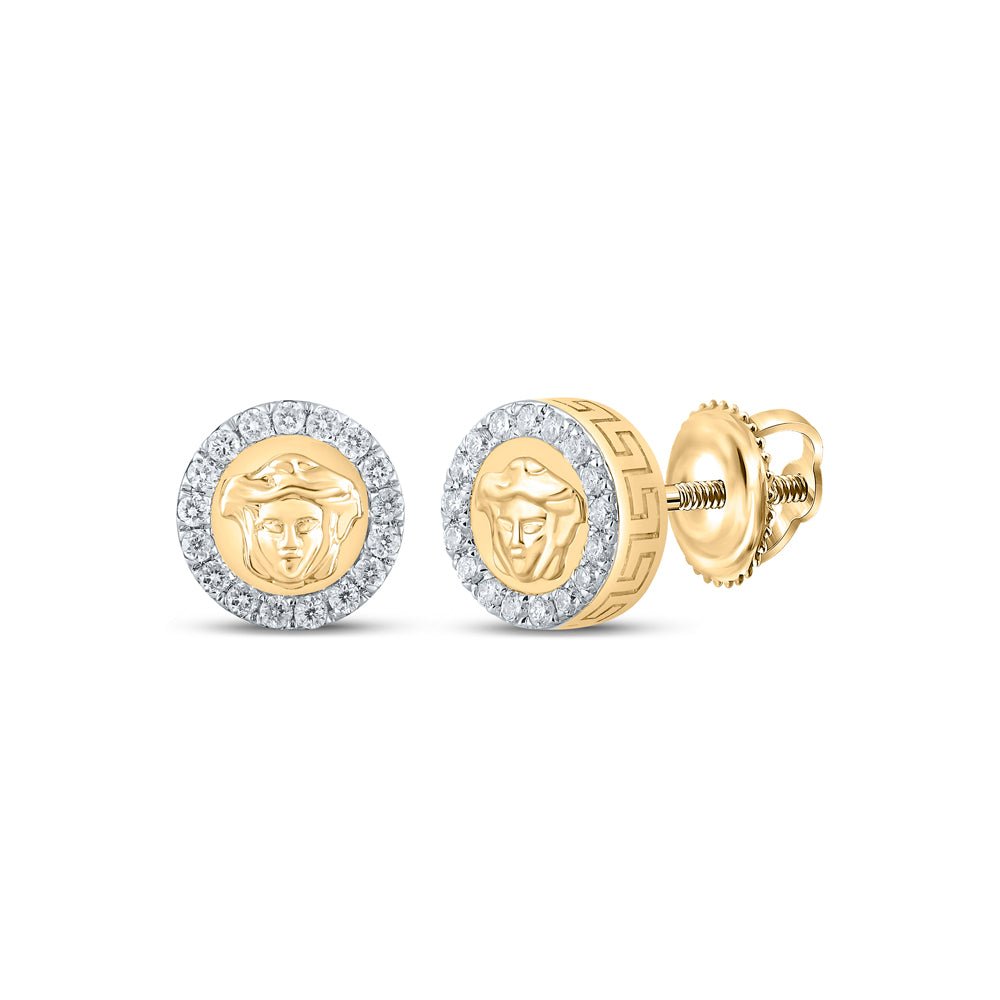 10K Yellow Gold Round Diamond Cn Earring 3/8 Cttw - Splendid Jewellery