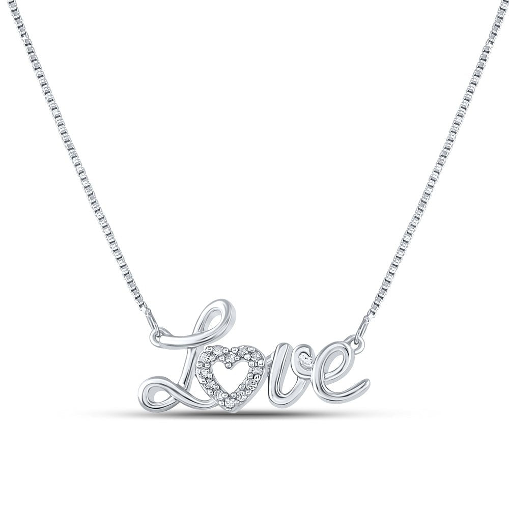 Sterling Silver Round Diamond P2 Gift Love Necklace 1/20 Cttw - Splendid Jewellery