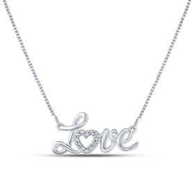 Sterling Silver Round Diamond P2 Gift Love Necklace 1/20 Cttw - Splendid Jewellery