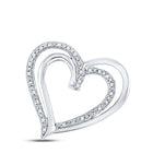 Sterling Silver Round Diamond Heart Pendant 1/20 Cttw - Splendid Jewellery