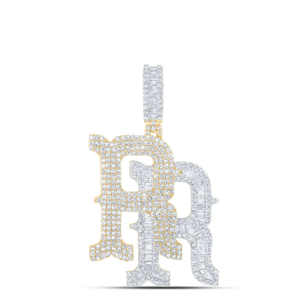 10K Yellow Gold Diamond Initial "Rr" Charm Pendant 3 Cttw - Splendid Jewellery