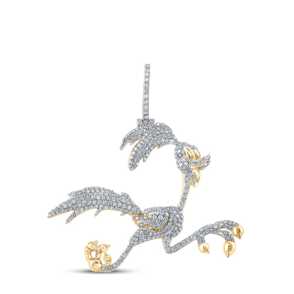 10K Yellow Gold Diamond Cartoon Charm Pendant 3 1/3 Cttw - Splendid Jewellery