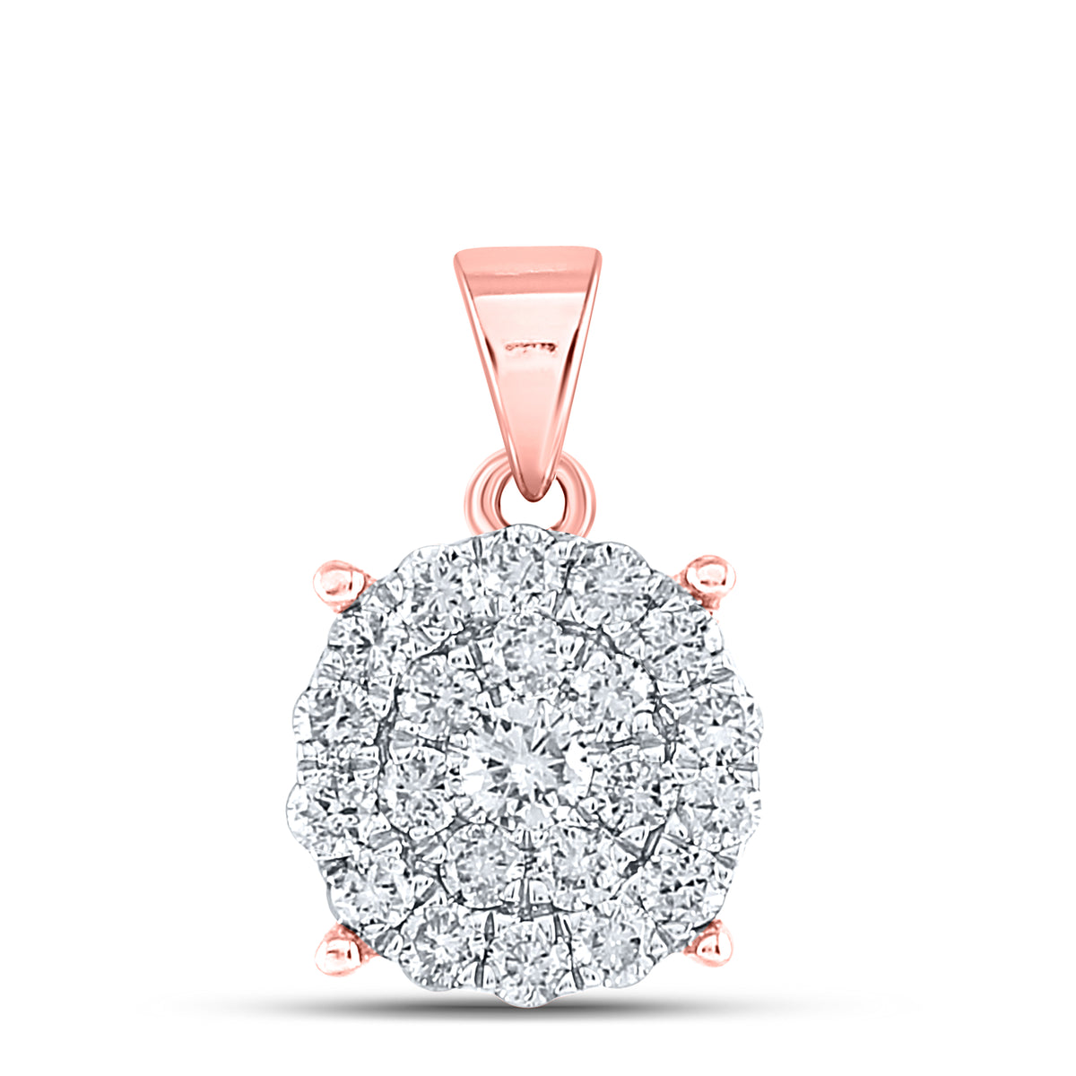 10K Rose Gold Round Diamond Fashion Pendant 1 Cttw - Splendid Jewellery