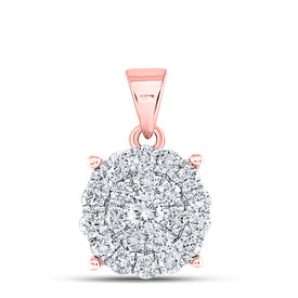 10K Rose Gold Round Diamond Fashion Pendant 1 Cttw - Splendid Jewellery