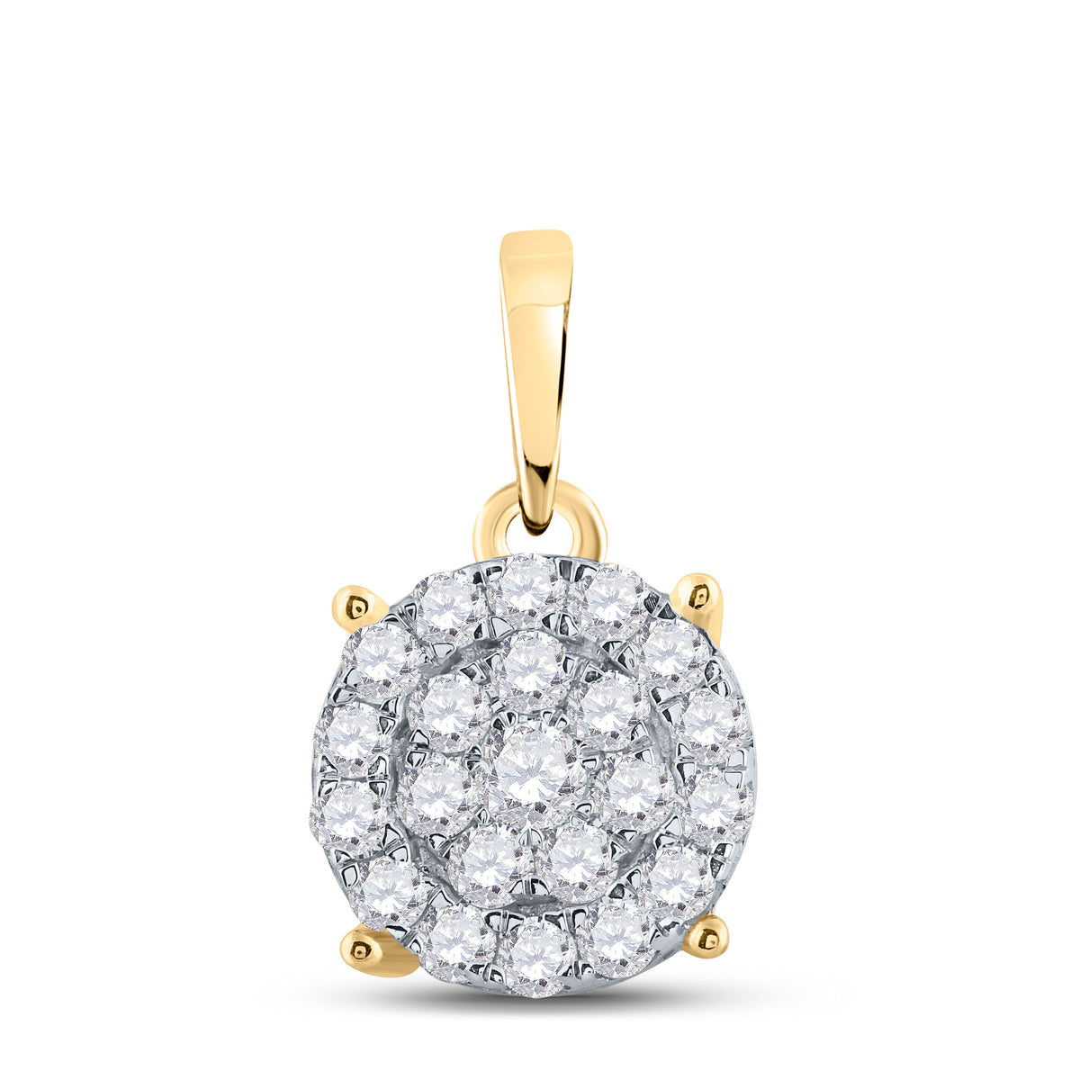 10K Yellow Gold Round Diamond Fashion Pendant 1 1/2 Cttw - Splendid Jewellery