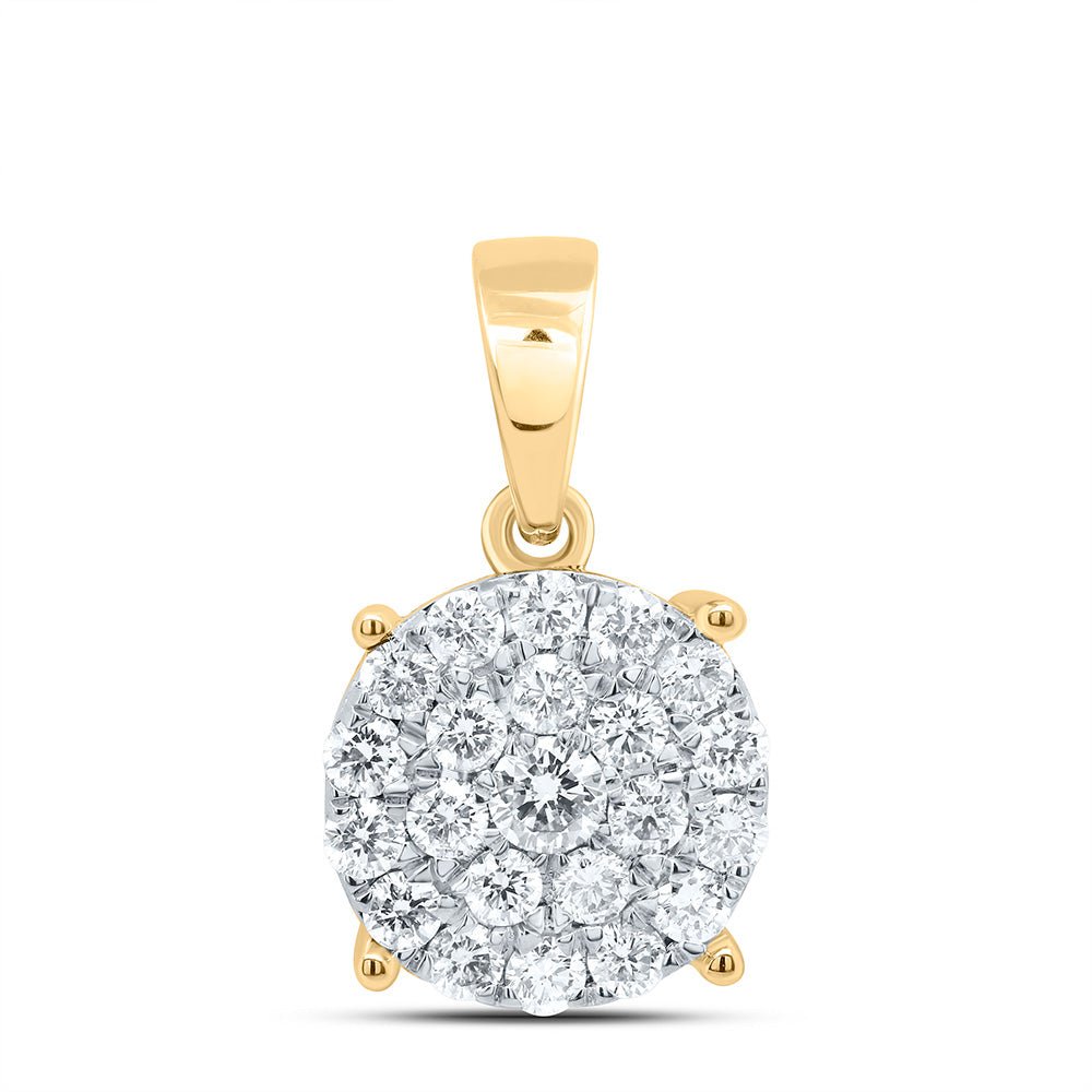 10K Yellow Gold Round Diamond Fashion Pendant 2 Cttw - Splendid Jewellery