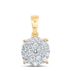 10K Yellow Gold Round Diamond Fashion Pendant 2 Cttw - Splendid Jewellery