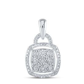 Sterling Silver Round Diamond Cushion Pendant 1/12 Cttw - Splendid Jewellery