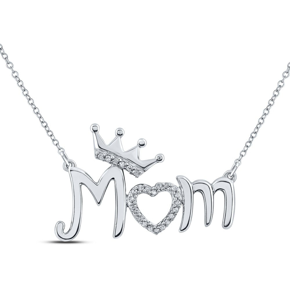 Sterling Silver Round Diamond P2 Gift Mom Necklace 1/20 Cttw - Splendid Jewellery