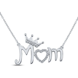 Sterling Silver Round Diamond P2 Gift Mom Necklace 1/20 Cttw - Splendid Jewellery