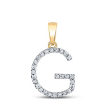 Load image into Gallery viewer, 14K Yellow Gold Round Diamond G Initial Letter Pendant 1/5 Cttw - Splendid Jewellery