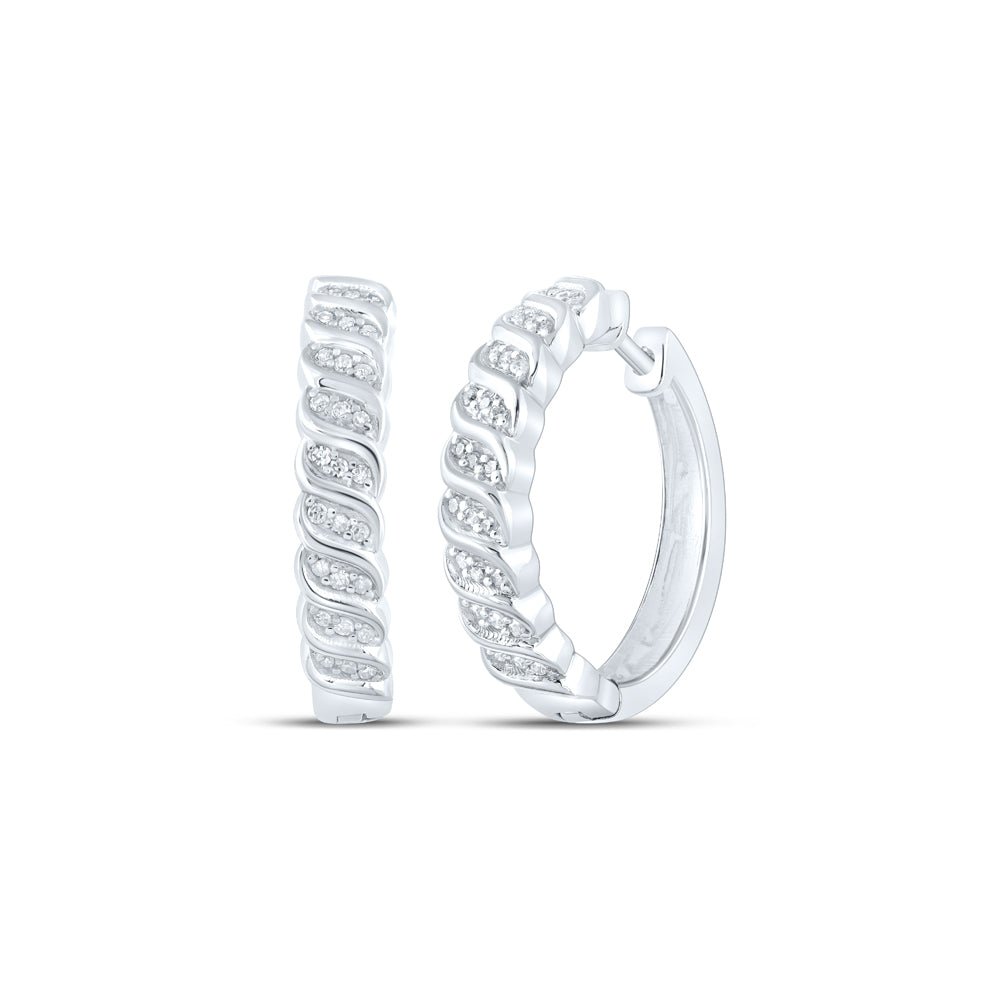 Diamond Hoop Earrings in Sterling Silver - Splendid Jewellery