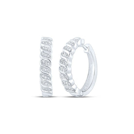 Diamond Hoop Earrings in Sterling Silver - Splendid Jewellery