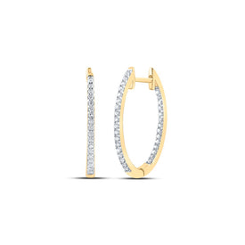 Gold Round Diamond Hoop Earrings - Splendid Jewellery