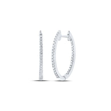 Load image into Gallery viewer, Sterling Silver Diamond Hoop Earrings 1/4 Cttw - Splendid Jewellery