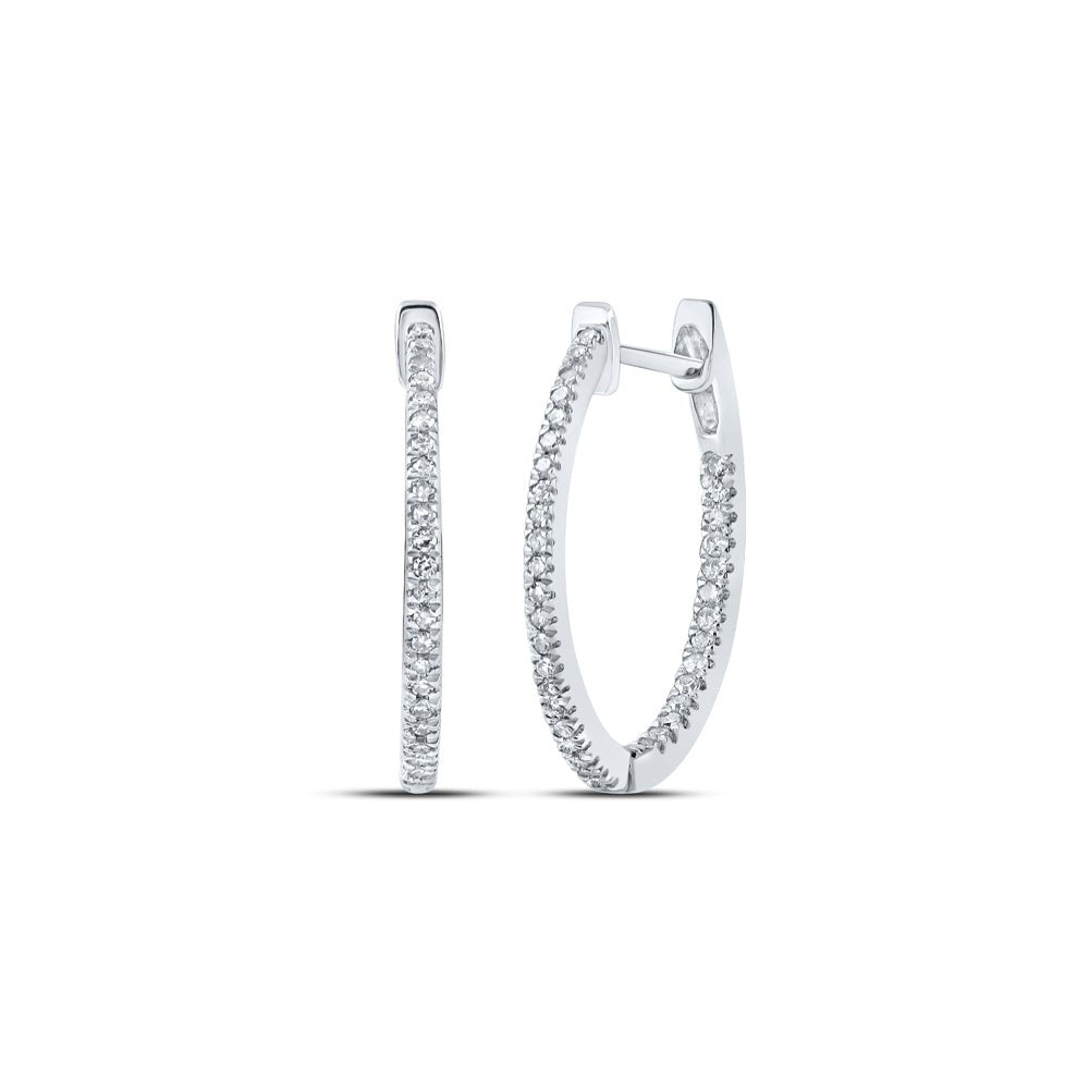 Sterling Silver Round Diamond Hoop Earrings - Splendid Jewellery