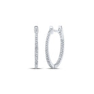 Sterling Silver Round Diamond Hoop Earrings - Splendid Jewellery