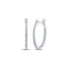 Sterling Silver Round Diamond Hoop Earrings - Splendid Jewellery