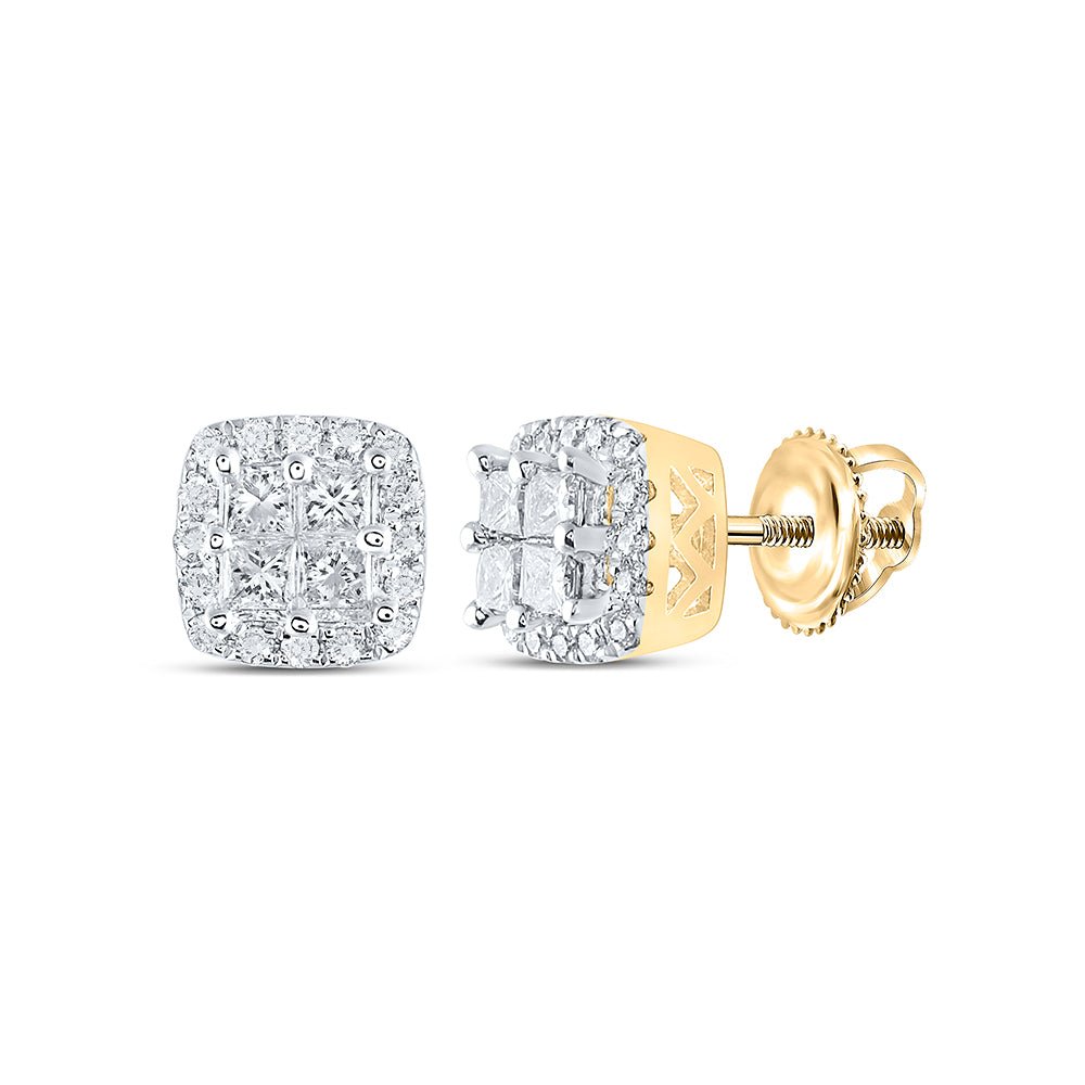 14K Yellow Gold Gift - Ready Diamond Earrings with Elegant Styling - Splendid Jewellery