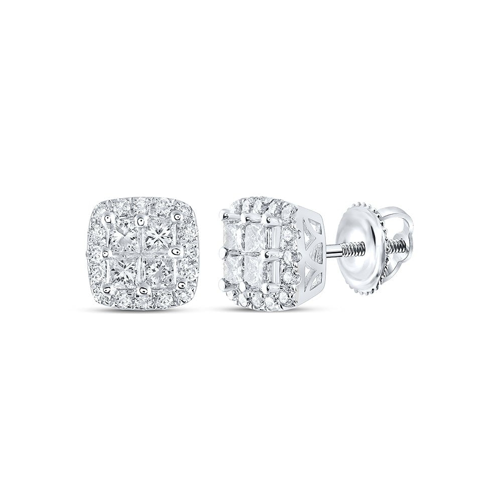 14K White Gold Diamond Earrings 1 Cttw - Splendid Jewellery