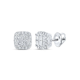14K White Gold Diamond Earrings 1 Cttw - Splendid Jewellery