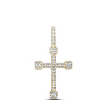 Load image into Gallery viewer, 10K Yellow Gold Baguette Diamond Urn Cross Charm Pendant 7/8 Cttw - Splendid Jewellery