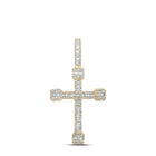 10K Yellow Gold Baguette Diamond Urn Cross Charm Pendant 7/8 Cttw - Splendid Jewellery