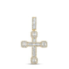 10K Yellow Gold Baguette Diamond Urn Cross Charm Pendant 1/2 Cttw - Splendid Jewellery