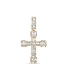 Load image into Gallery viewer, 10K Yellow Gold Baguette Diamond Urn Cross Charm Pendant 1/2 Cttw - Splendid Jewellery
