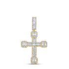 10K Yellow Gold Baguette Diamond Urn Cross Charm Pendant 1/2 Cttw - Splendid Jewellery